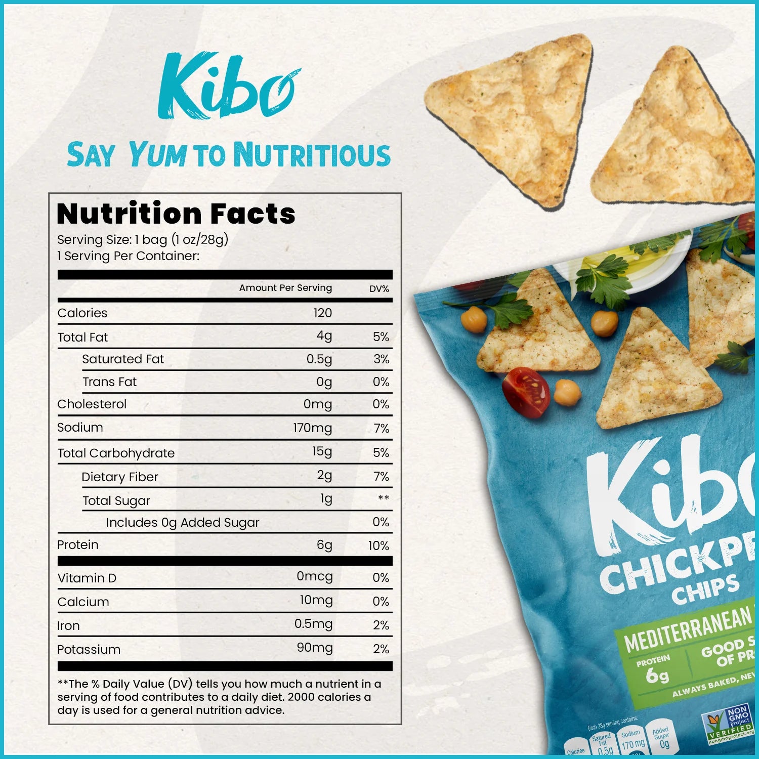 Chips Chickpea Mediterranean Herbs KIBO - 12ct/1oz