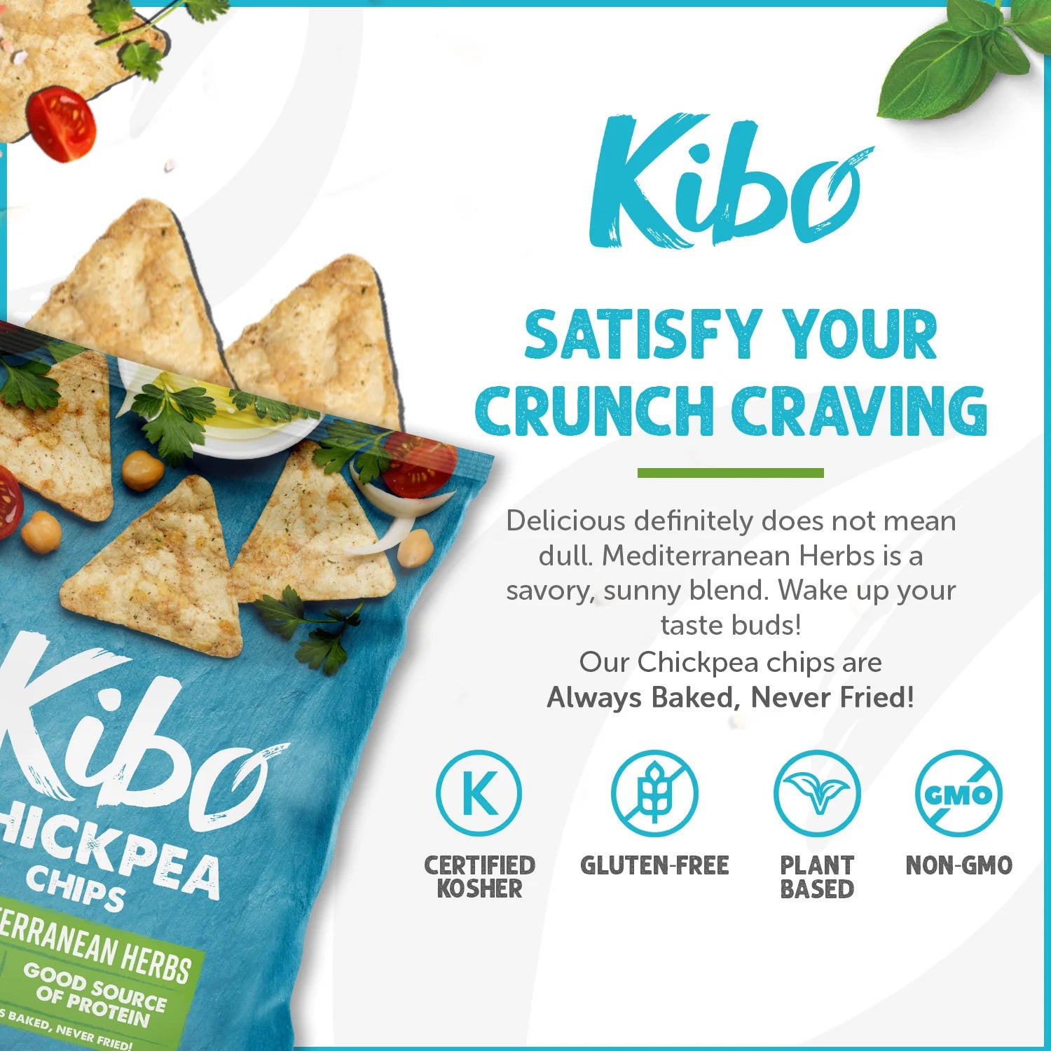 Chips Chickpea Mediterranean Herbs KIBO - 12ct/1oz