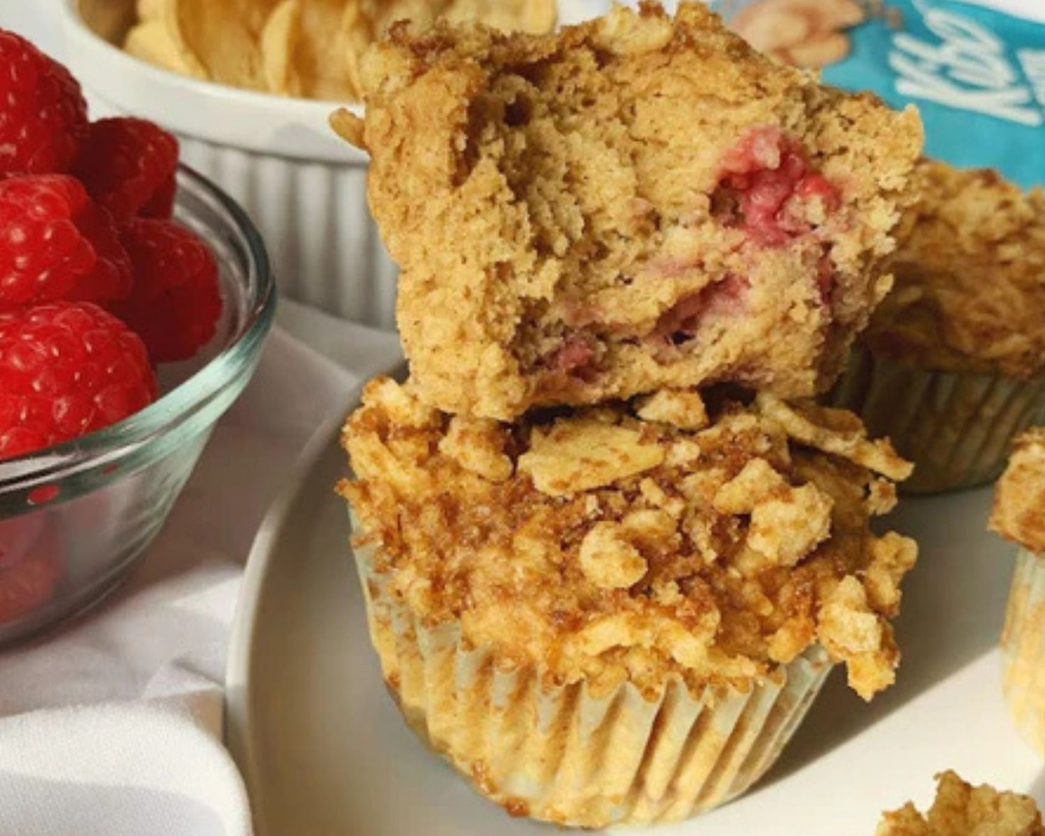 Raspberry Almond Crumble Muffins