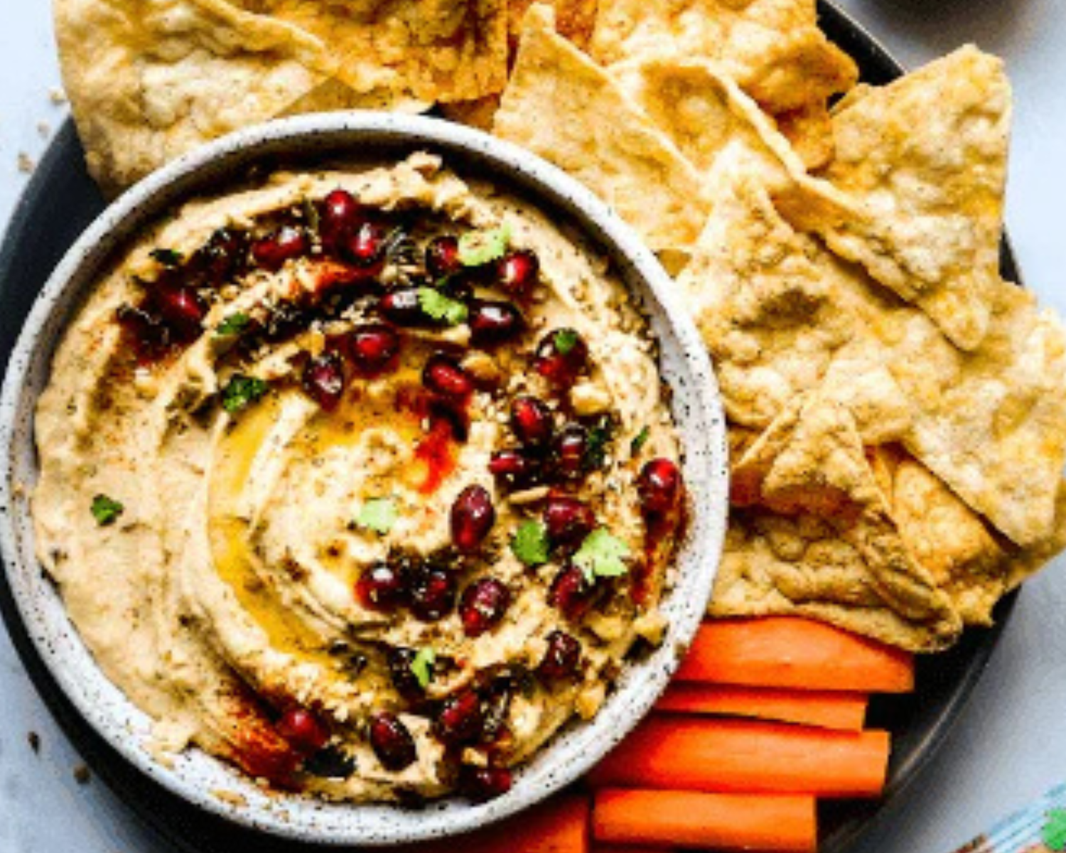 red-and-green hummus